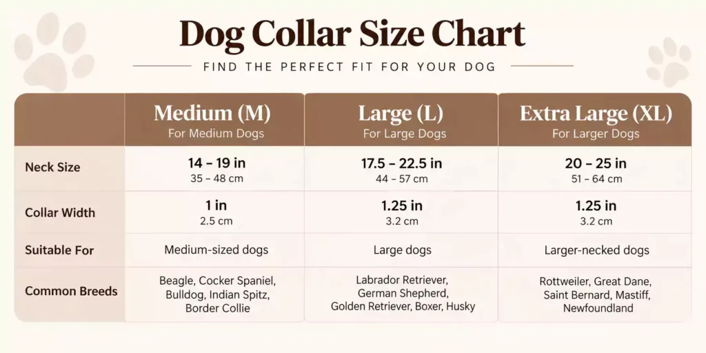 dog collar size chart