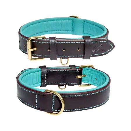 leather dog collar turquoise thumbnail